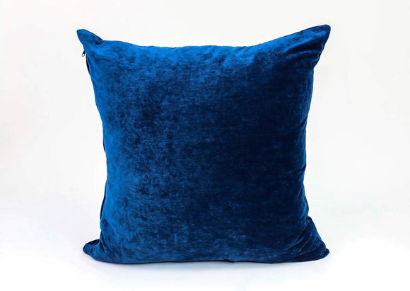 Plush Blue Velvet Decorative Pillow